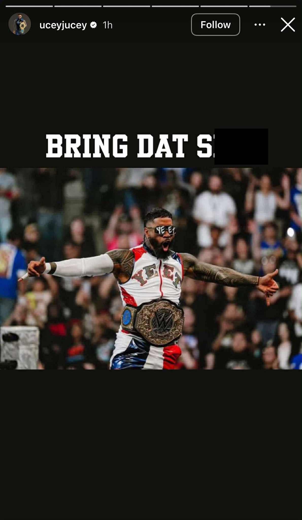 Screengrab of Jey Uso's Instagram Story (Credit: Jey's Instagram account)